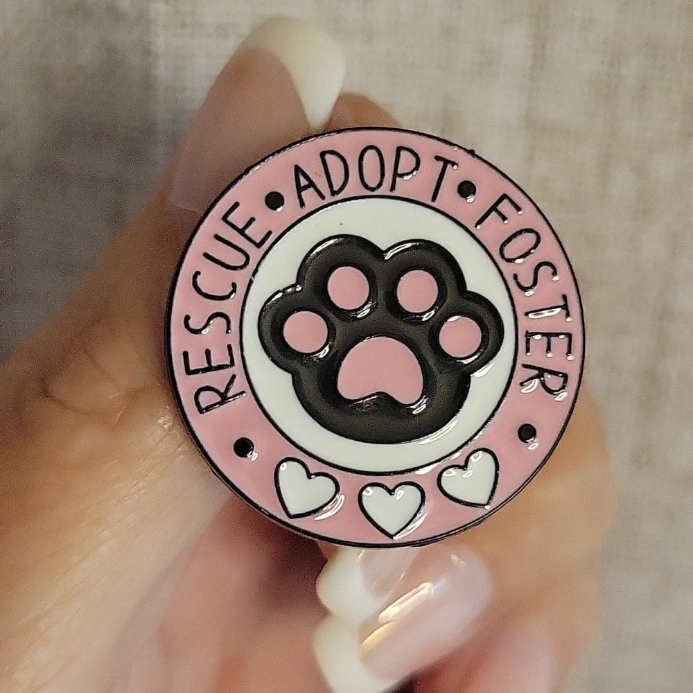 RESCUE ADOPT FOSTER Paw Print Enamel Pin